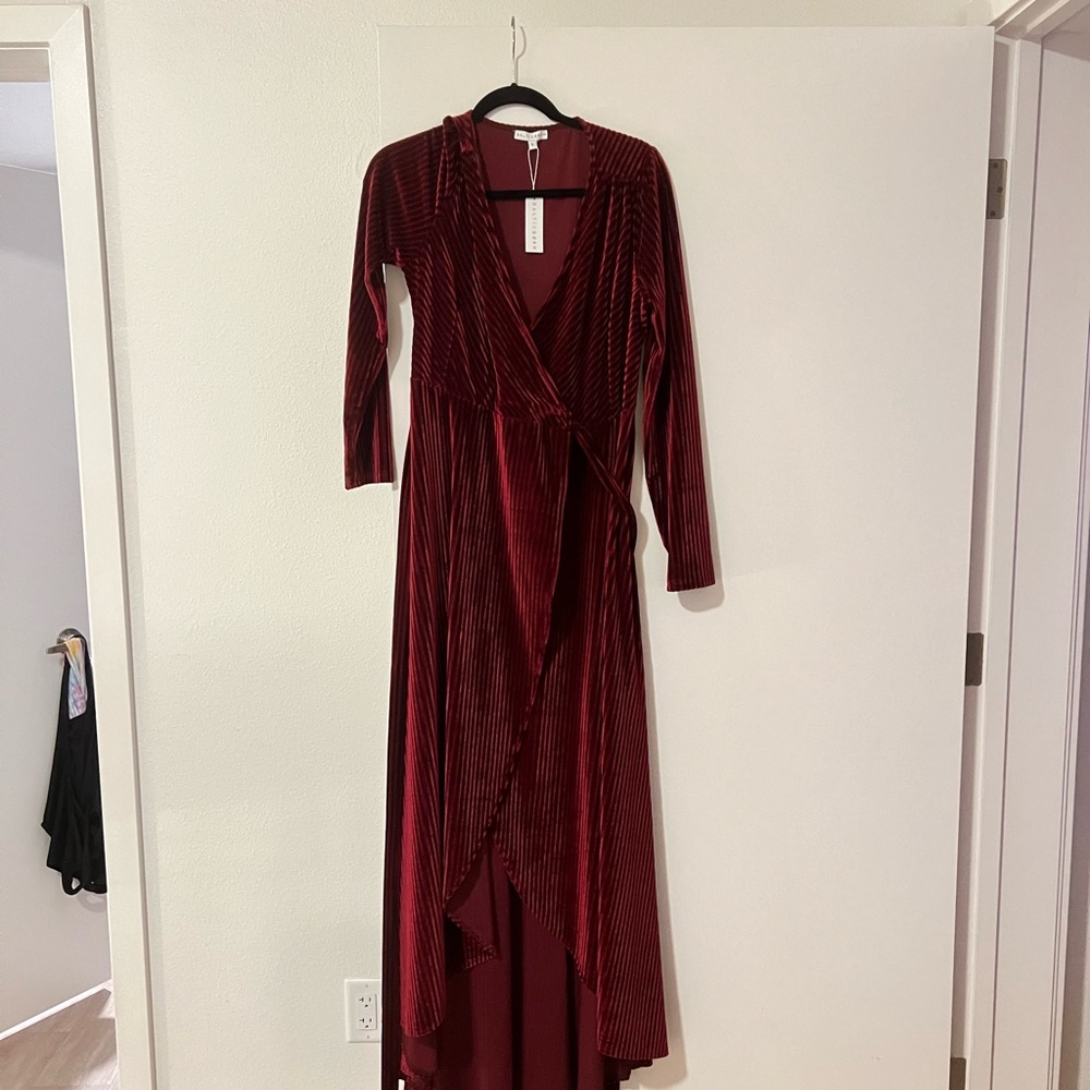 Baltic born jaded ribbed velvet wrap dress
